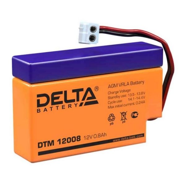 Аккумулятор для ИБП DELTA DTM12008 0,8А/ч-- тяговый EN12 AMP T9 - 96x25x62