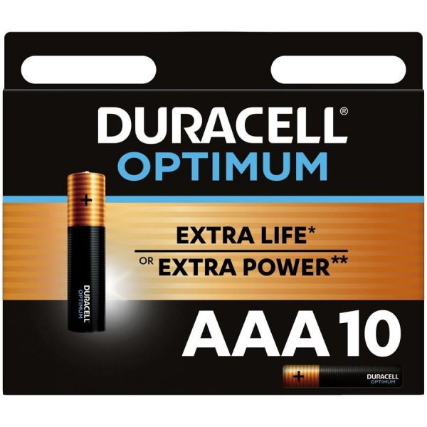 Батарейка Duracell Alkaline LR03 Optimum AAA, 10 шт.